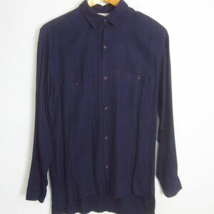 Vtg 80s Serge Azar Paris France Mens Medium Dark Purple LS Button Shirt 46"